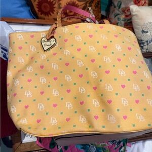 Dooney & Bourke Yellow and Pink Heart Tote Rare